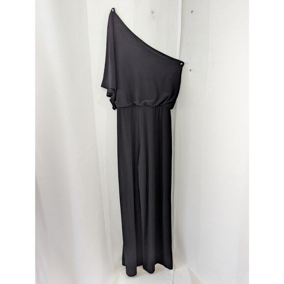 BISOU BISOU! SUPER ELEGANT ONE SHOULDER, DRAPED, MAXI ONESIE, JUMPSUIT! SZ 4 - Picture 8 of 11